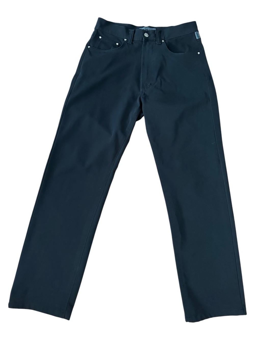 Vintage Versace Jeans Couture Black Straight Leg Trousers Medusa Hardware 28W